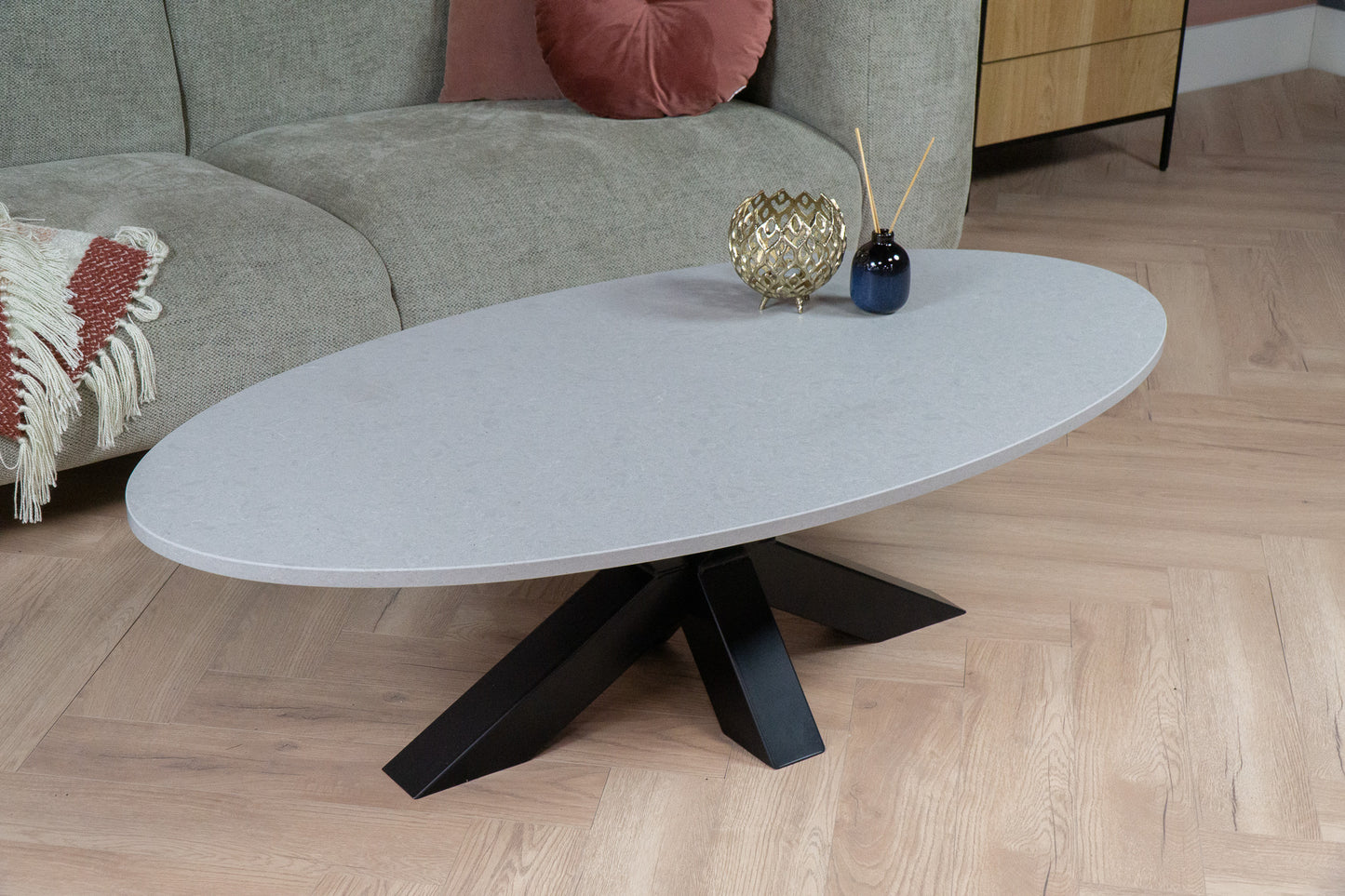 Salontafel Matrix Ovaal Beton Grey - 140 x 70 cm
