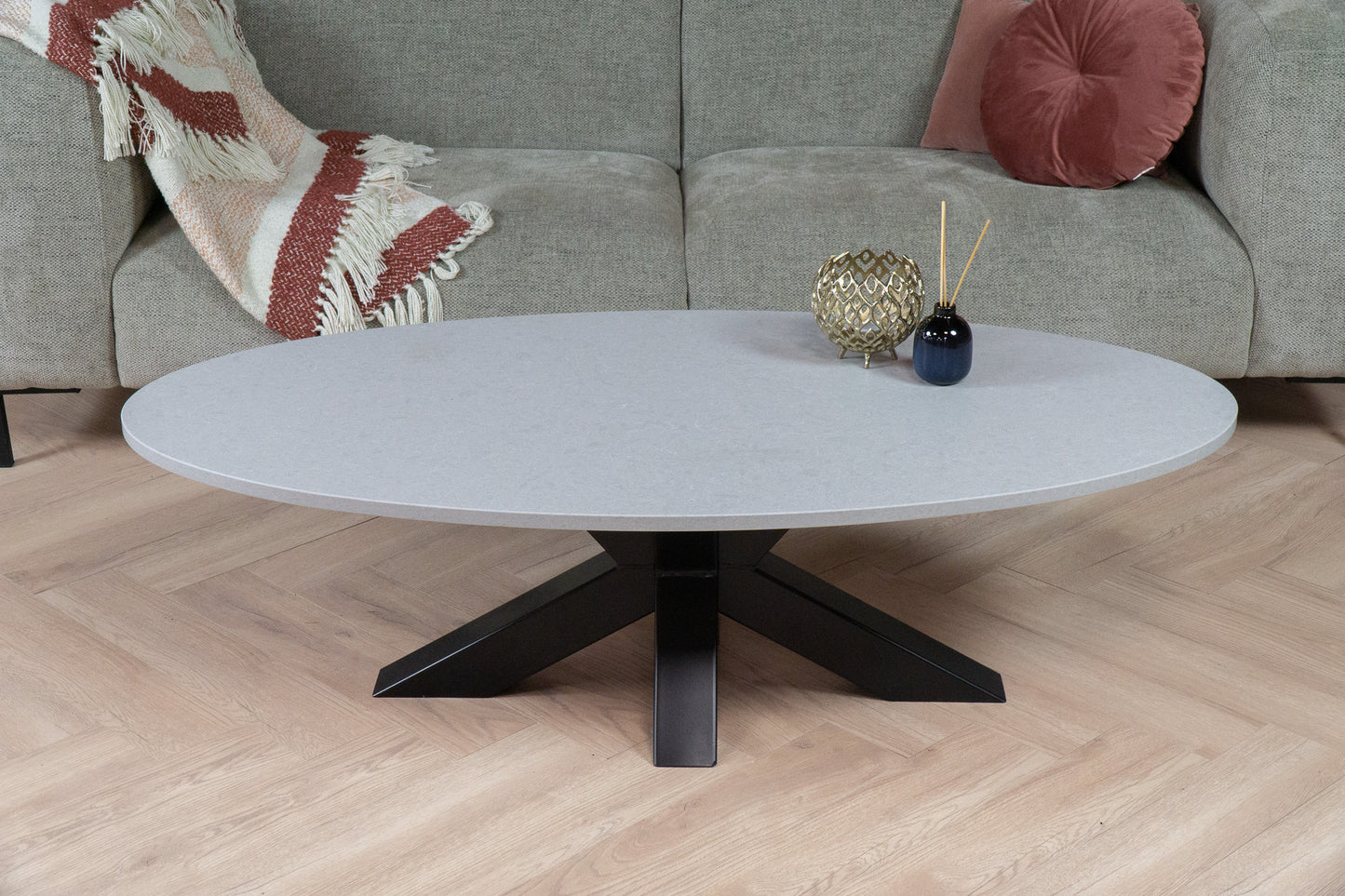 Salontafel Matrix Ovaal Beton Grey - 140 x 70 cm