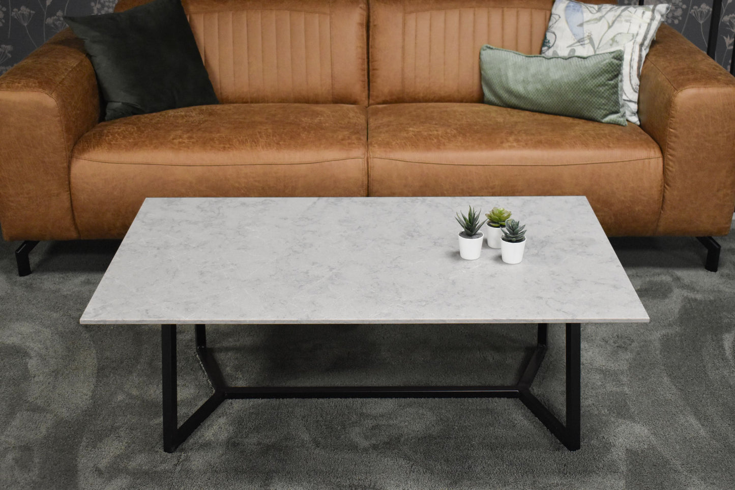 Salontafel rechthoek Y-leg Caesarstone Symphony Grey - 120 x 70 cm