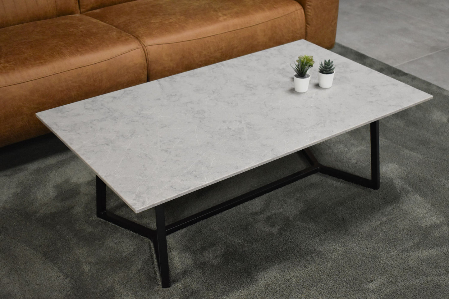 Salontafel rechthoek Y-leg Caesarstone Symphony Grey - 120 x 70 cm