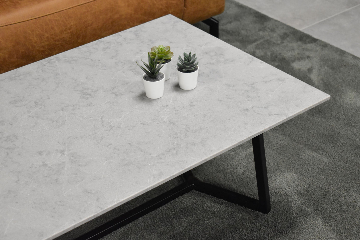 Salontafel rechthoek Y-leg Caesarstone Symphony Grey - 120 x 70 cm
