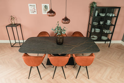 Eettafel Deens Ovaal V-poot Zwart Dekton Laurent