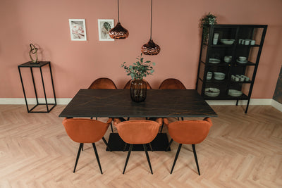 Eettafel V-poot Zwart Rechthoek Dekton Laurent