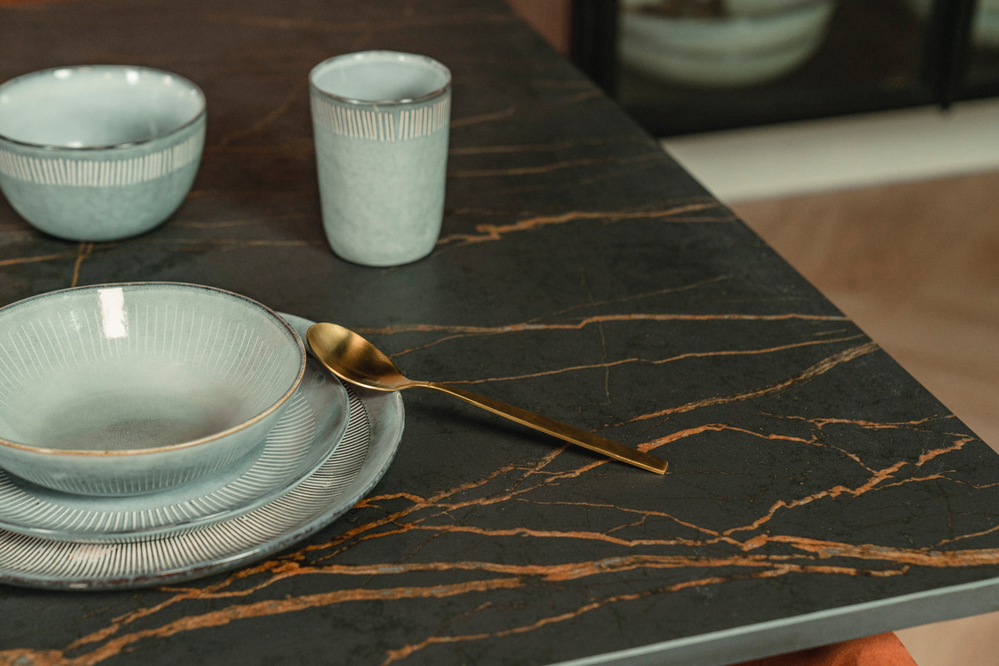 Detailfoto eettafel