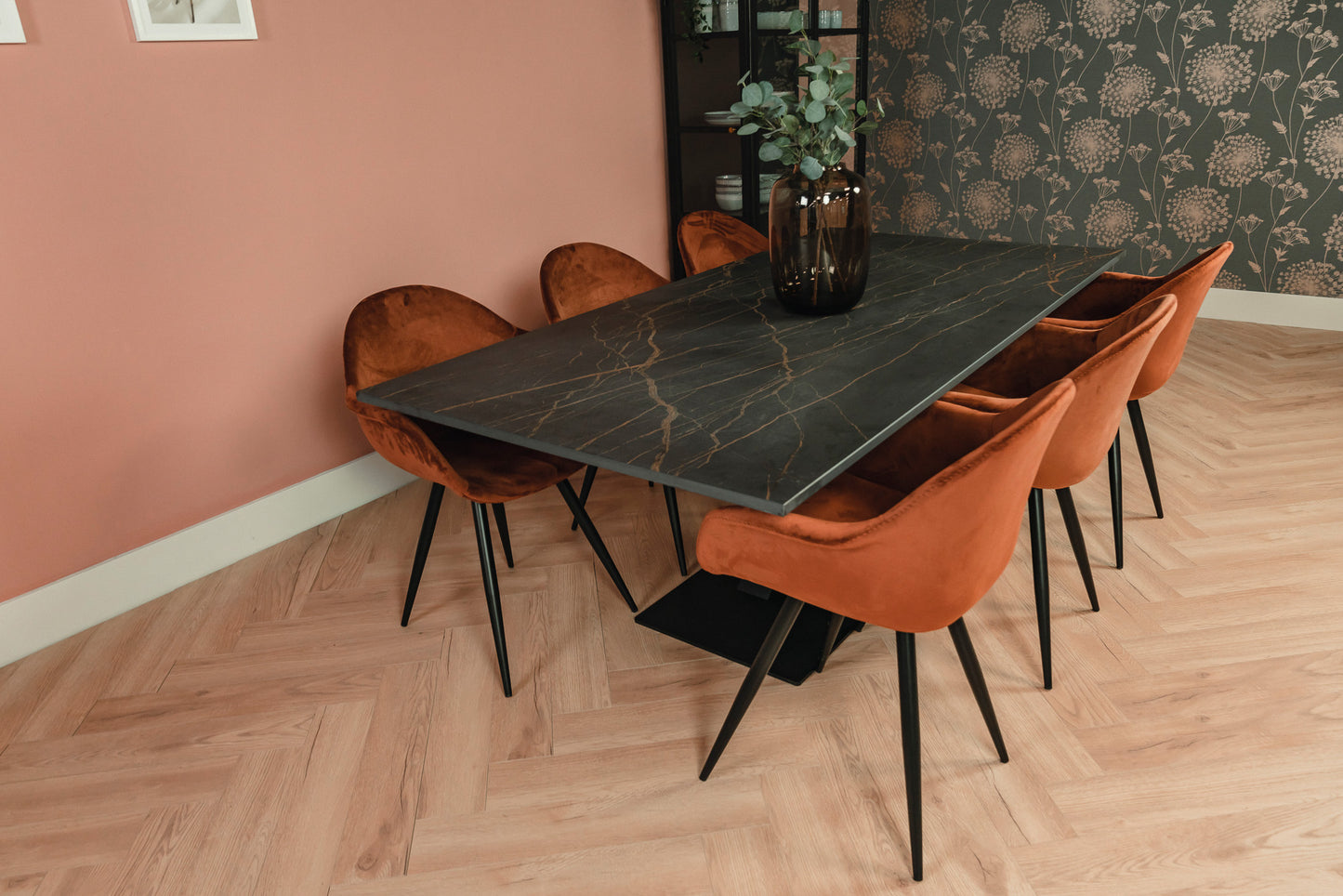 Eettafel V-poot Zwart Rechthoek Dekton Laurent