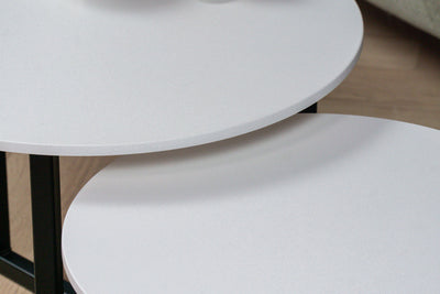 Salontafel set rond Premium White Storm - ⌀ 50 + ⌀ 60 cm