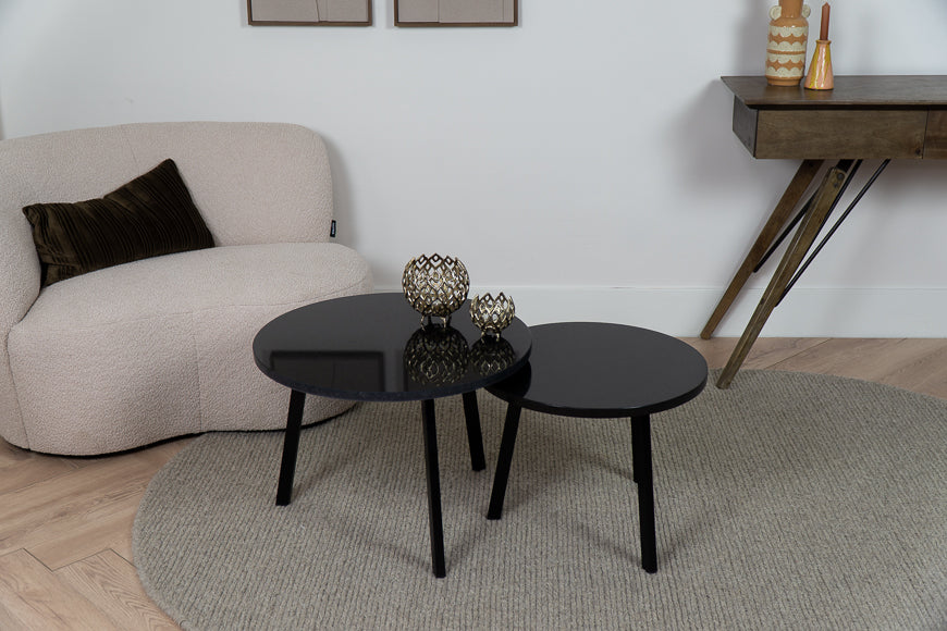 Salontafel Rond Basic Black Tweedelig