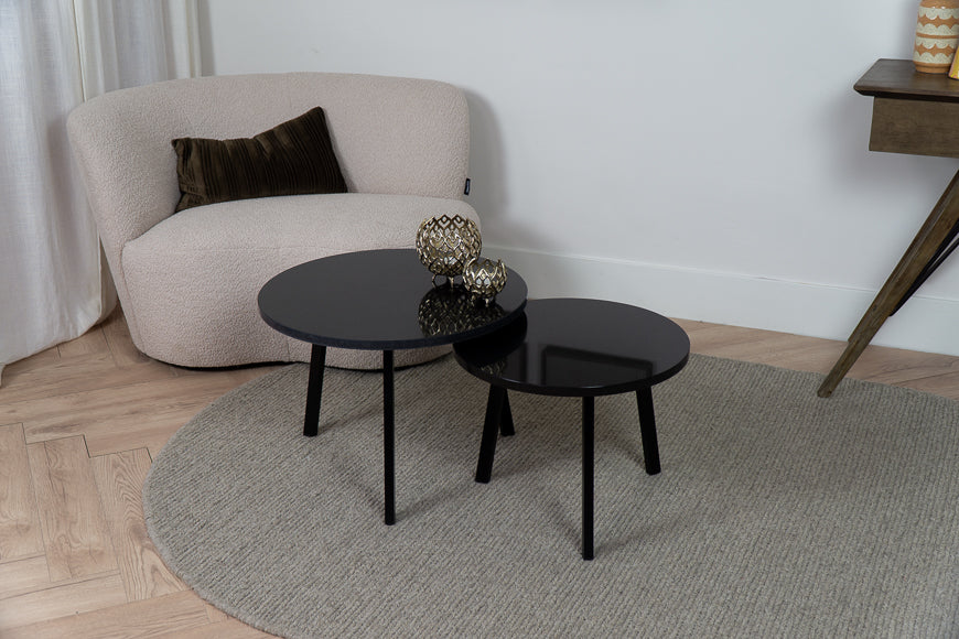 Salontafel Rond Basic Black Tweedelig