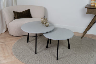 Salontafel Rond Beton Grey Tweedelig