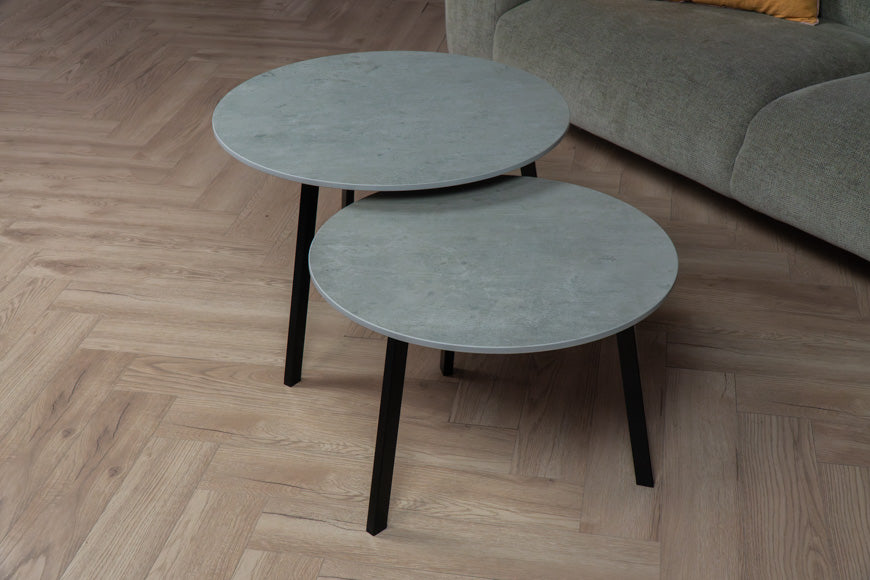 Salontafel set rond Beton Silk - ⌀ 60 + ⌀ 70 cm