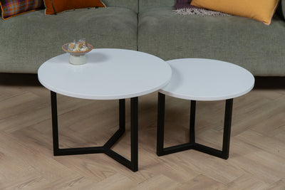 Salontafel set rond Pure White - ⌀ 50 + ⌀ 60 cm