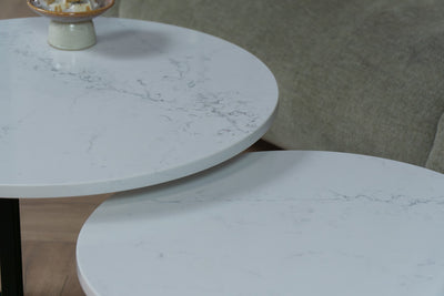 Salontafel set rond Premium White Attica - ⌀ 60 + ⌀ 70 cm
