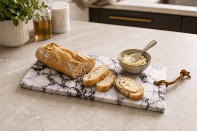 Marmerlook tapasplank van composiet voor brood en borrelhapjes