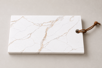 Calacatta Dorato composiet tapasplank met leren koord
