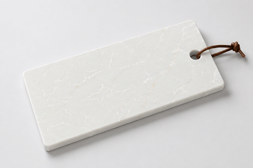 Luxe witte tapasplank van composiet met marmerlook voor borrelhapjes