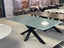 Rechthoekige eettafel groen composiet Silestone Verde Emerald met zwart Matrix onderstel