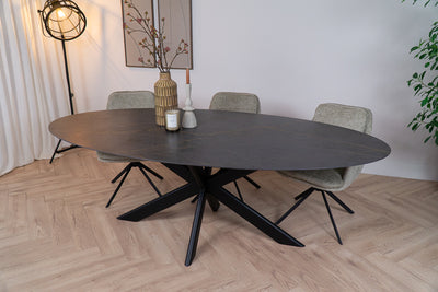 Slank en onverwoestbaar Dekton tafelblad Laurent ovaal