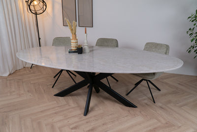 Slank profiel van de luxe ovale eettafel natuursteen