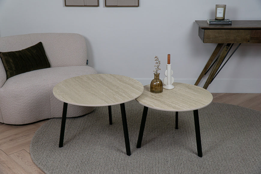 Salontafelset Rond 2-delig | Marazzi Travertino Keramiek