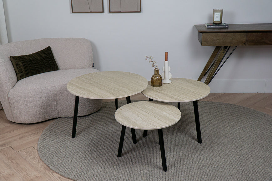 Salontafelset Rond 3-delig | Marazzi Travertino Keramiek
