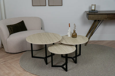 Salontafel Rond Travertino Premium Driedelig