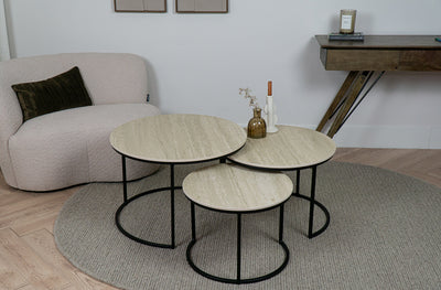 Salontafel Rond Travertino Deluxe Driedelig