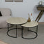 Salontafel set Travertino Marazzi 2-delig rond met zwart Deluxe onderstel