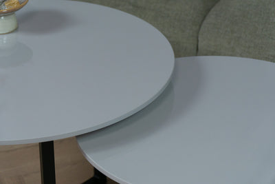 Salontafel set rond Premium Xgloss Grijs - ⌀ 60 + ⌀ 70 cm