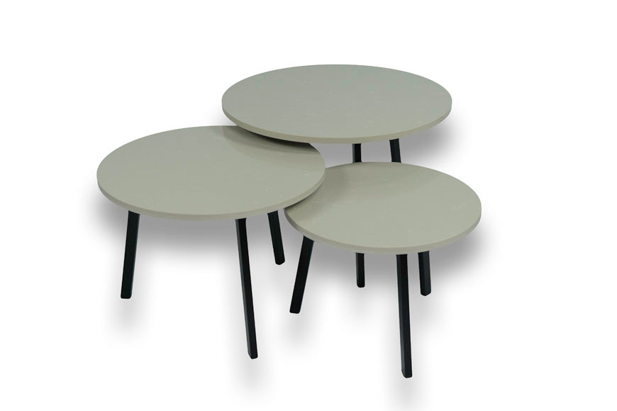 Salontafel set rond driedelig Delicato Crema - ⌀ 50 + ⌀ 60 + ⌀ 70 cm