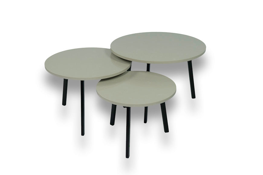 Salontafel set rond driedelig Delicato Crema - ⌀ 50 + ⌀ 60 + ⌀ 70 cm