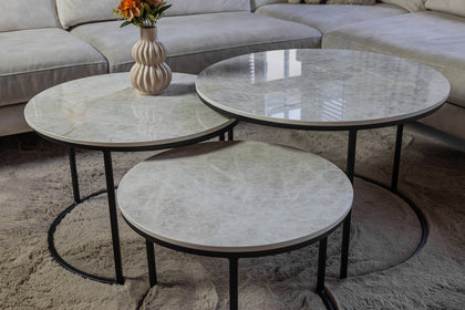 Salontafelset Rond 3-delig | Marazzi Taj Mahal Keramiek | Deluxe