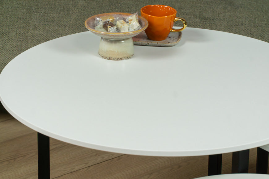 Salontafel set rond driedelig Premium Pure White - ⌀ 50 + ⌀ 60 + ⌀ 70 cm