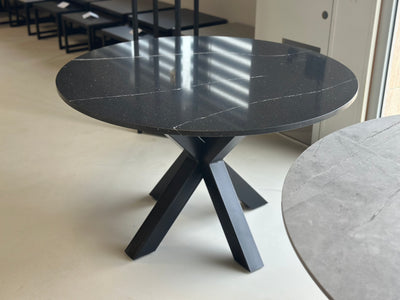 Ronde eettafel Noblesse Blue Diresco met zwart Double X-leg onderstel
