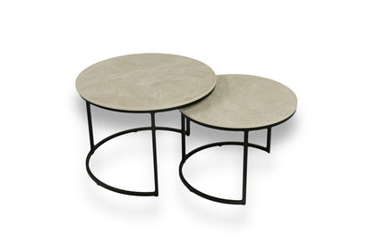 Salontafelset Rond 2-delig | Caesarstone Fume Keramiek | Deluxe