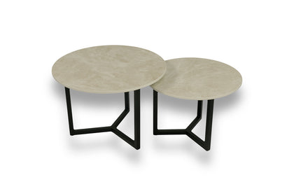Salontafelset Rond 2-delig | Caesarstone Fume Keramiek | Premium