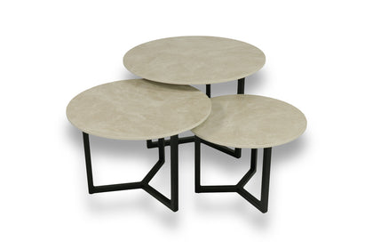 Salontafelset Rond 3-delig | Caesarstone Fume Keramiek | Premium