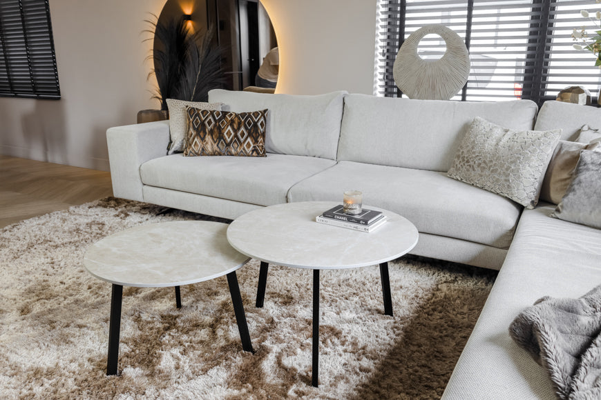 Ronde salontafelset keramiek Caesarstone Fume