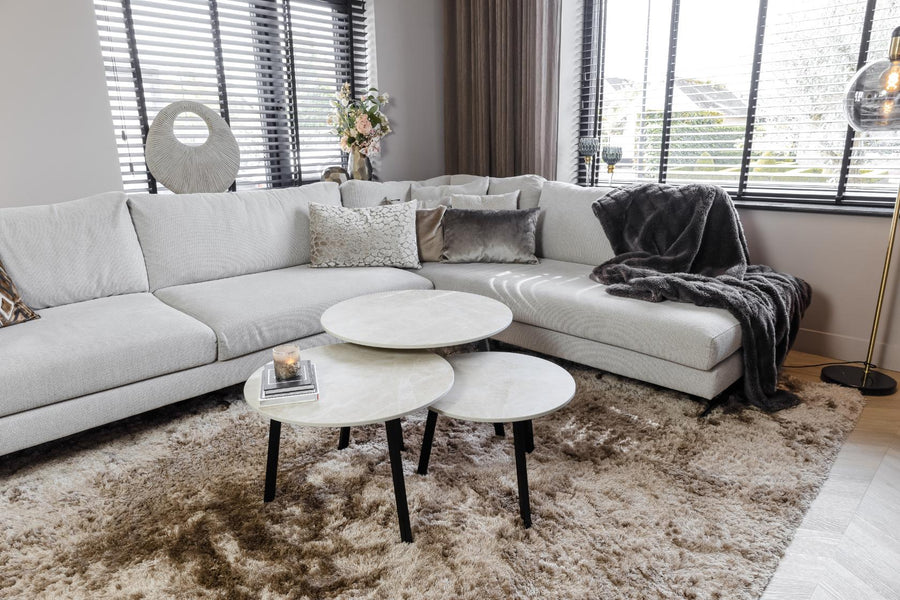 Salontafelset Rond 3-delig | Caesarstone Fume Keramiek