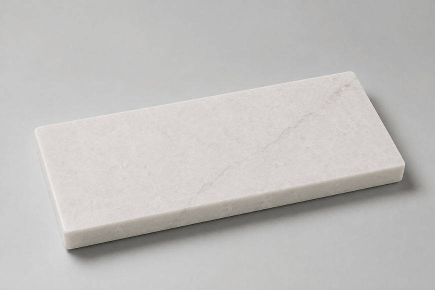 Prexory Light accessoireplank van licht natuursteen op rustige achtergrond