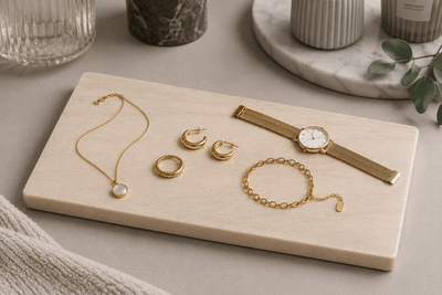 Composiet sieradenplank voor horloge en gouden sieraden