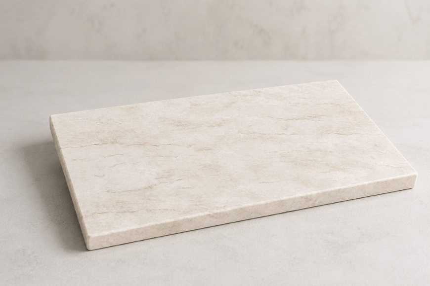 Natuurstenen badkamer plank met zeeppomp en geurstokjes