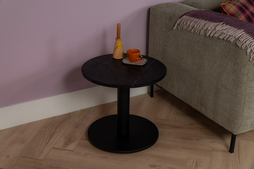 Salontafel Rond Zwart Marmer Bistro - ⌀ 50 cm