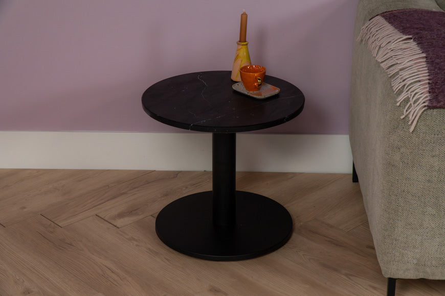 Salontafel Rond Zwart Marmer Bistro - ⌀ 50 cm