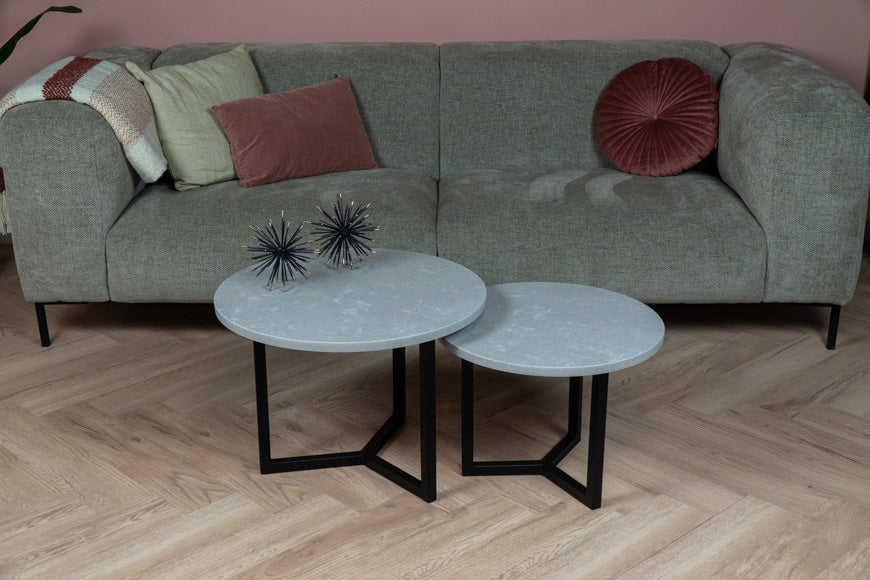 Salontafel set rond Beton Grey - ⌀ 50 + ⌀ 60 cm