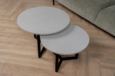 Salontafel set rond Diresco Beton Grey - ⌀ 50 + ⌀ 60 cm