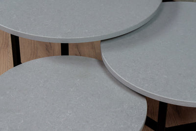 Salontafel set rond driedelig Diresco Beton Grey Silk - ⌀ 50 + ⌀ 60 + ⌀ 70 cm