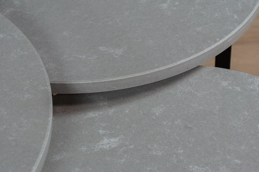 Salontafel set rond driedelig Beton Grey - ⌀ 50 + ⌀ 60 + ⌀ 70 cm