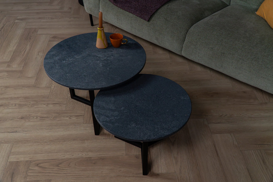 Salontafel set rond Rugged Concrete - ⌀ 50 + ⌀ 60 cm