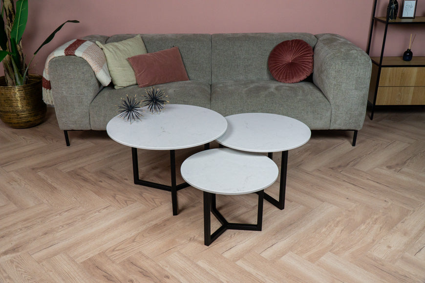 Salontafel set rond driedelig London Grey - ⌀ 50 + ⌀ 60 + ⌀ 70 cm