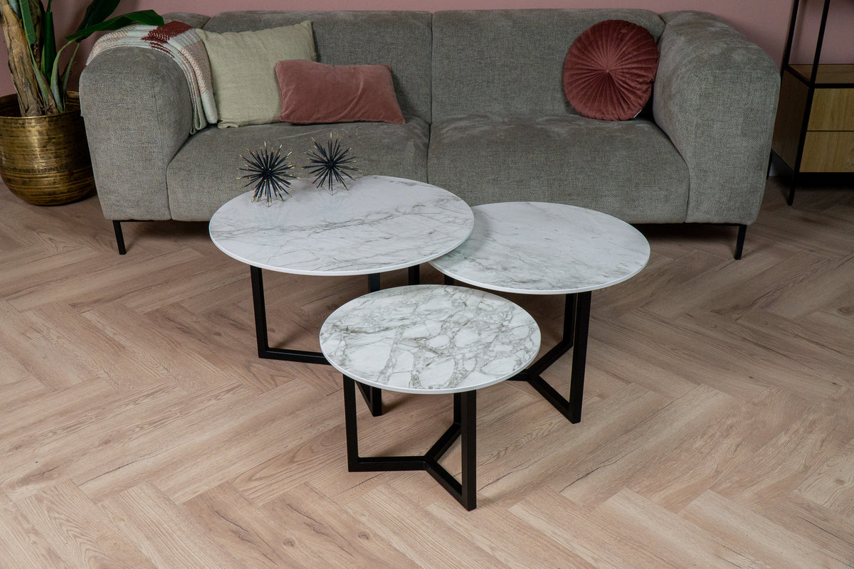 Salontafel set rond driedelig Dekton Bergen - ⌀ 50 + ⌀ 60 + ⌀ 70 cm